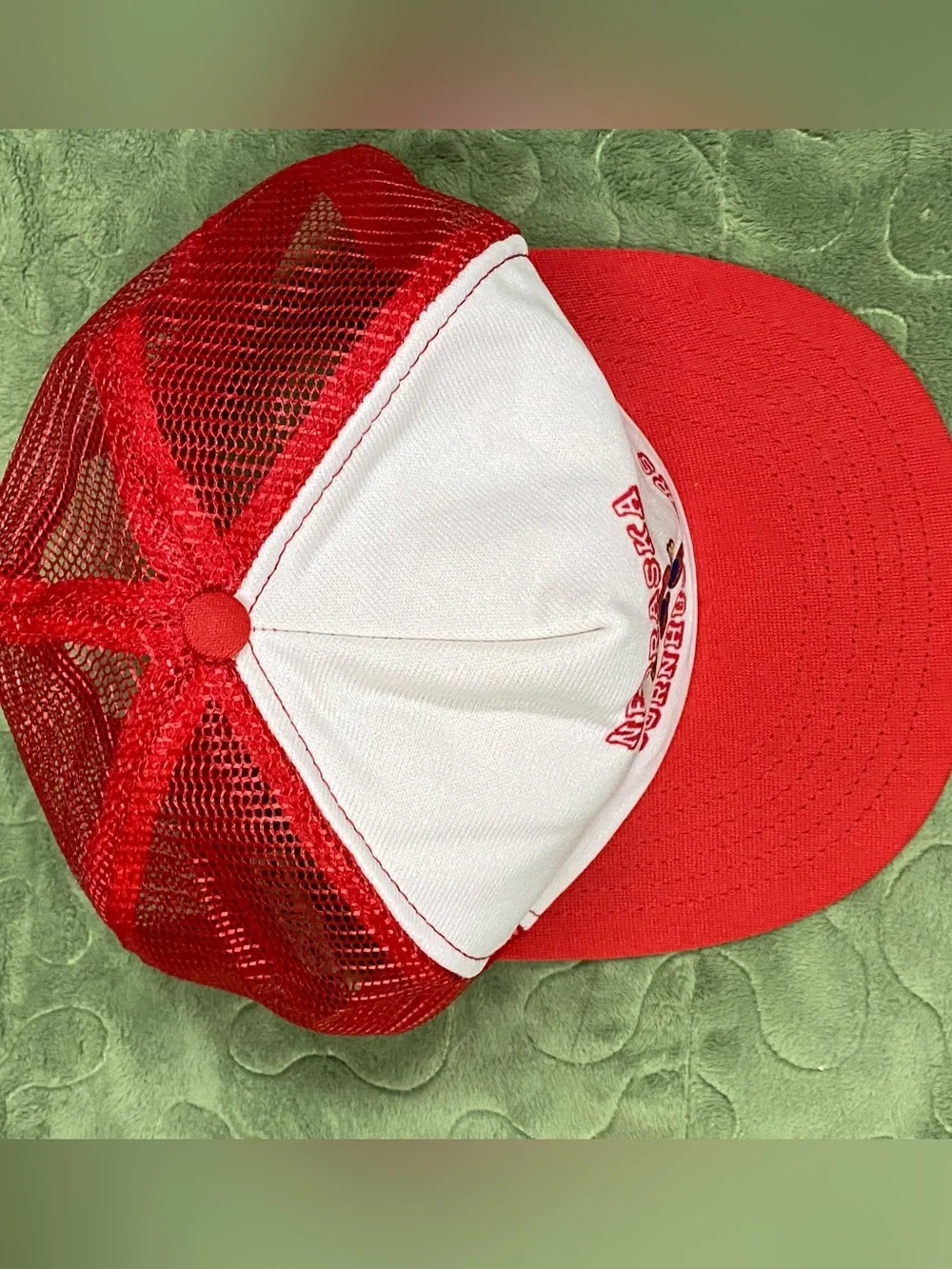 VTG 80s Red Nebraska Cornhuskers SnapBack Mesh Trucker Hat, Foam Deterioration